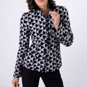Emporio Armani jacket grey black geometric 100% wool Italy velour collar Y2K 4